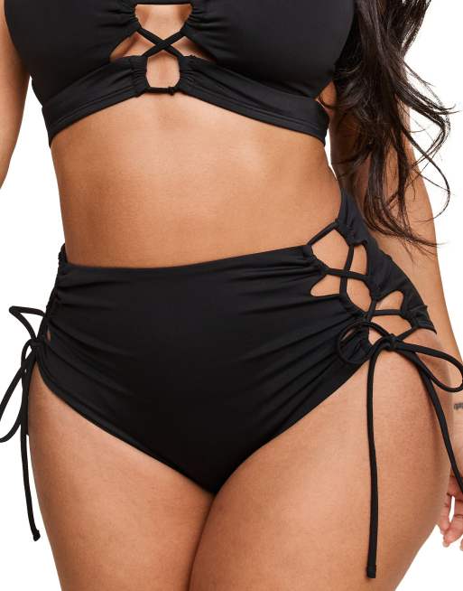 Adore Me Tatiana swimwear high waist bikini bottoms in black