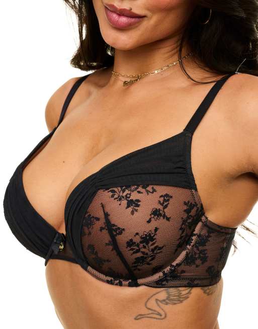 Adore Me Wren push up plunge bra in black