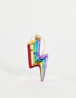 Adorno navideño con diseño de rayo multicolor de Sass & Belle