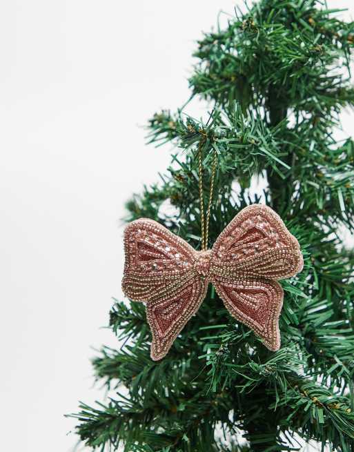 Adorno para el árbol de Navidad de lazo rosa adornado de Accessorize , 2 de 3