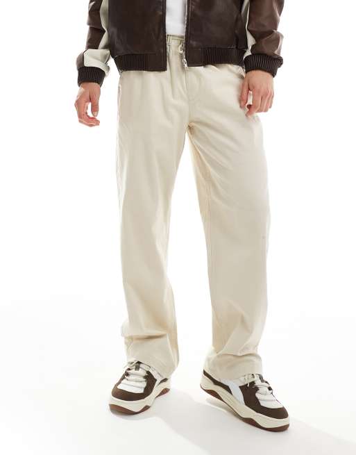 ADPT – Beige chinos med bred passform och dragsko