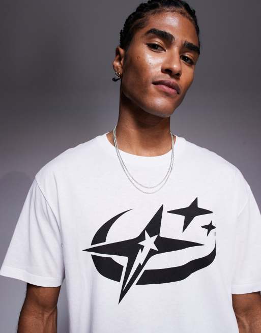 ADPT – Biały T-shirt oversize z grafiką z gwiazdą z przodu, 4 z 4