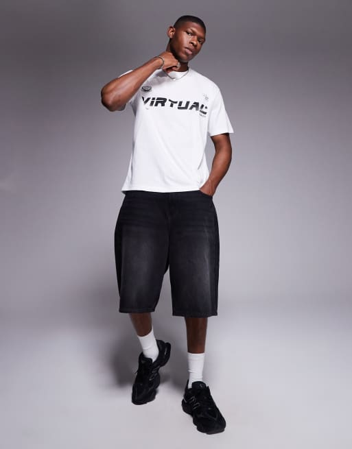 ADPT – Biały T-shirt oversize z nadrukiem na klatce piersiowej, 4 z 4