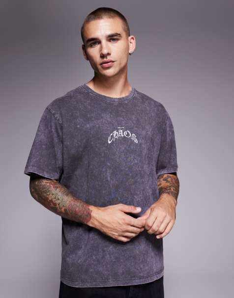 ADPT – Blekgrå t-shirt i oversize med tryck baktill - view 1