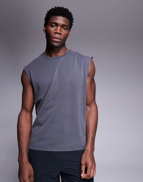 ADPT boxy singlet in washed grey - view 1