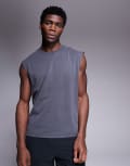 [ADPT] ADPT boxy singlet in washed grey 2XL Asphalt