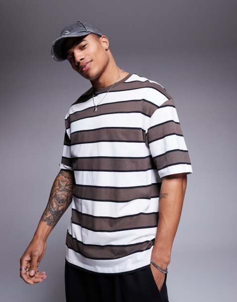 ADPT – Brun och gräddvit, randig t-shirt i oversize - view 1