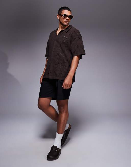 ADPT - Camicia in maglia all'uncinetto marrone, 2 di 4