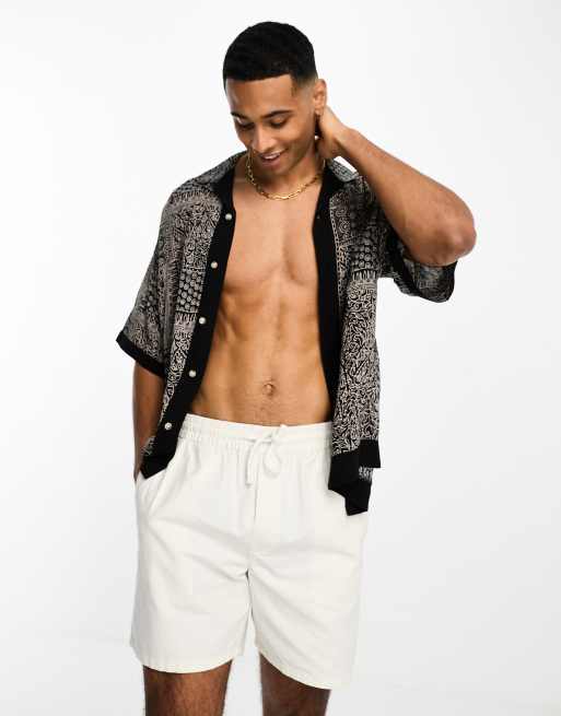 ADPT - Camicia oversize a maniche corte con colletto a rever e stampa stile bandana