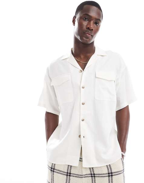 ADPT - Camicia oversize bianca in misto lino con tasche - view 1