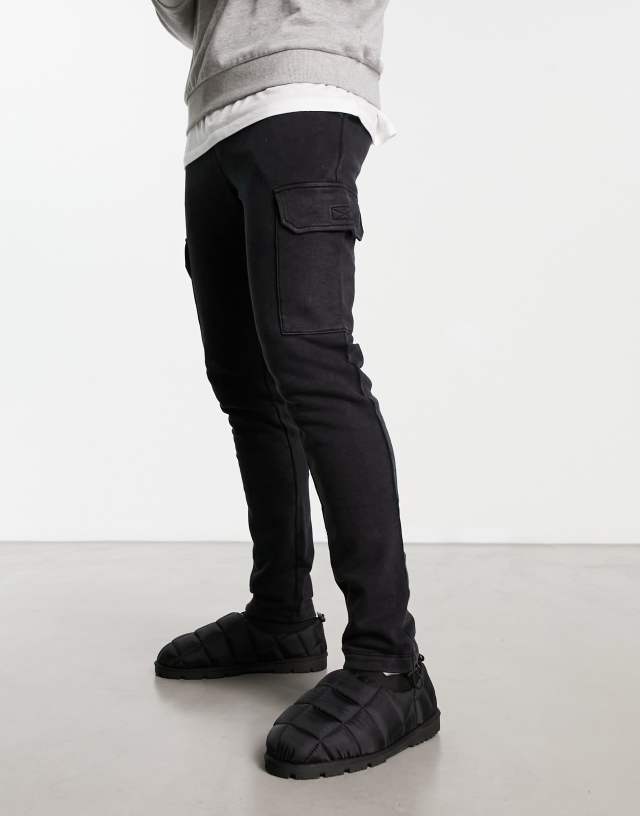 ADPT cargo sweatpants in washed black