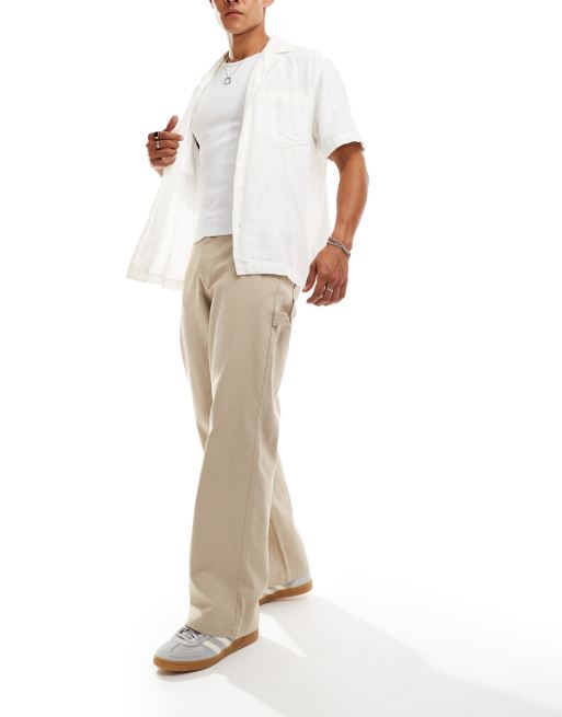 ADPT – Carpenter-Hose aus Twill in Beige mit weitem Schnitt 