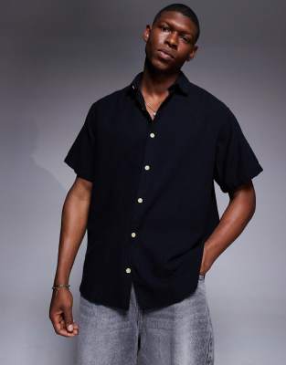 ADPT - Chemise oversize à manches courtes - Noir