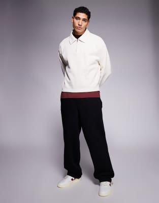 Adpt Collared Quarter Zip Sweat In White