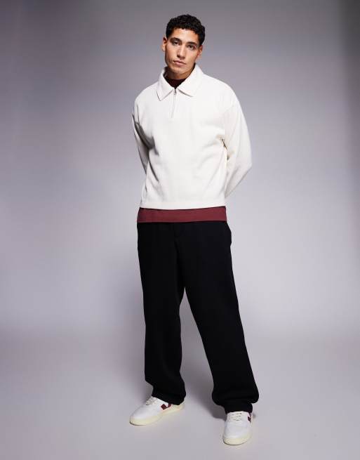 ADPT collared quarter zip sweat in cream, 2 of 5