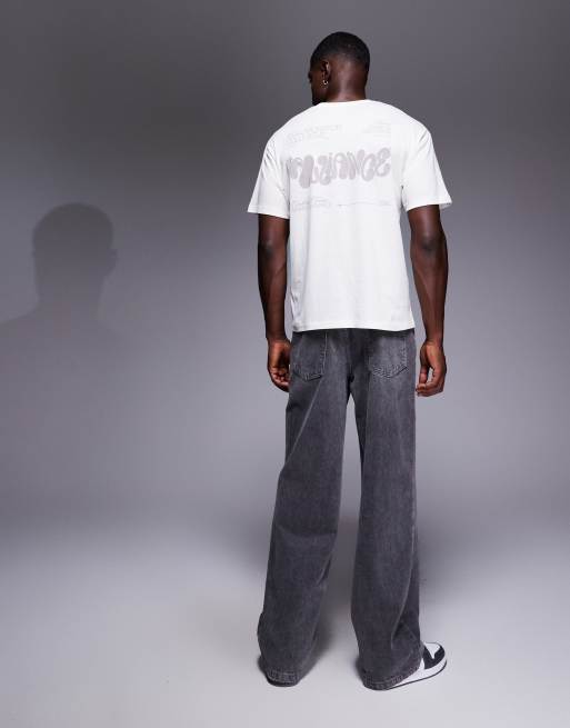 ADPT - Cremefarvet og oversized T-shirt med "Alliance"-print på ryggen, 2 af 5