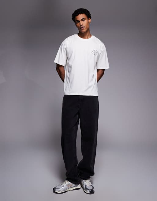 ADPT - Cremefarvet oversized T-shirt med rytter-kortprint på ryggen, 2 af 5