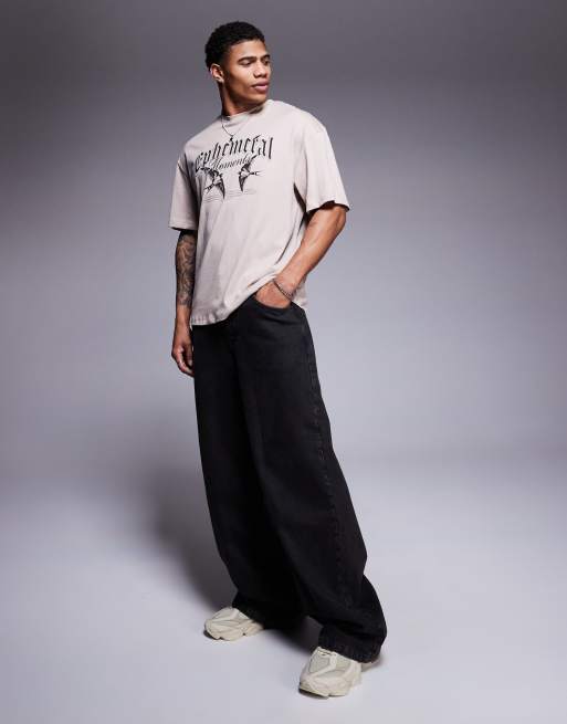 ADPT - Cremehvid oversized T-shirt med fugleprint på brystet, 4 af 4