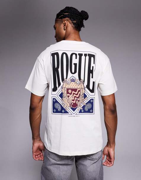 ADPT - Cremehvid oversized T-shirt med 'rogue'-print på ryggen - view 1