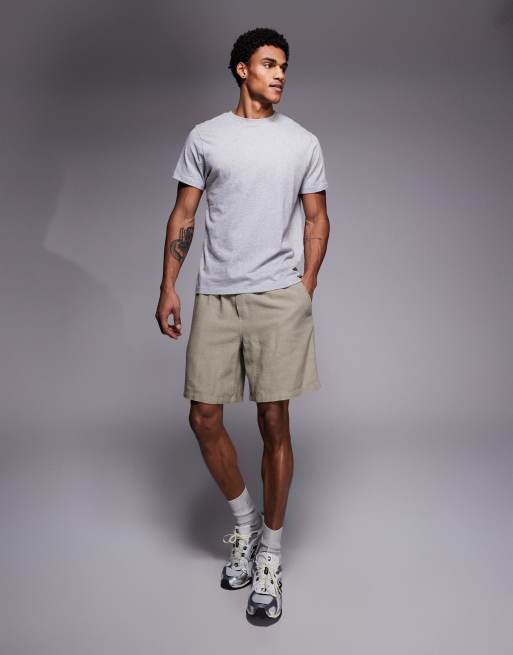ADPT - Cremehvide shorts med tekstur og striber, 2 af 5
