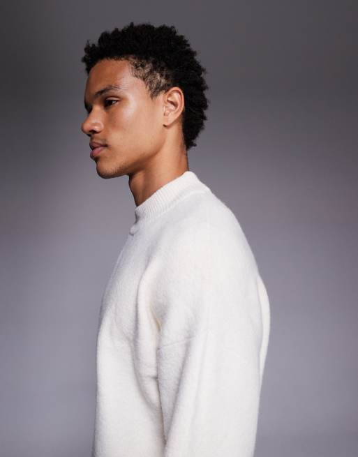 ADPT crew neck knit sweater in cream, 4 of 5