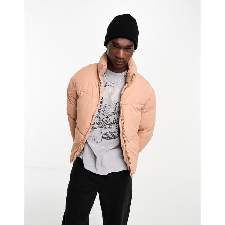 Dusky pink puffer jacket sale