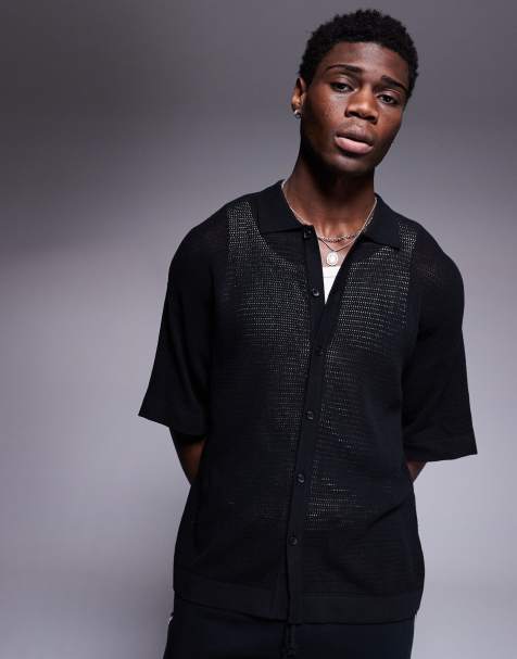 ADPT crochet shirt in black