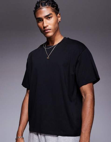ADPT – Czarny T-shirt oversize o pudełkowym kroju - view 1
