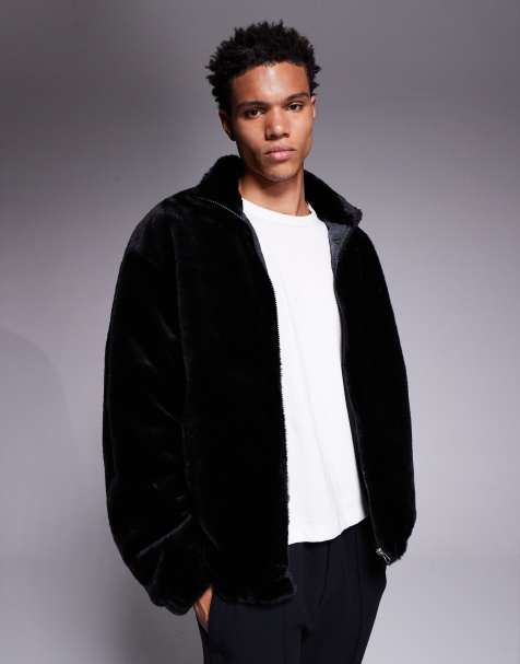 ADPT faux fur zip jacket in black - view 1