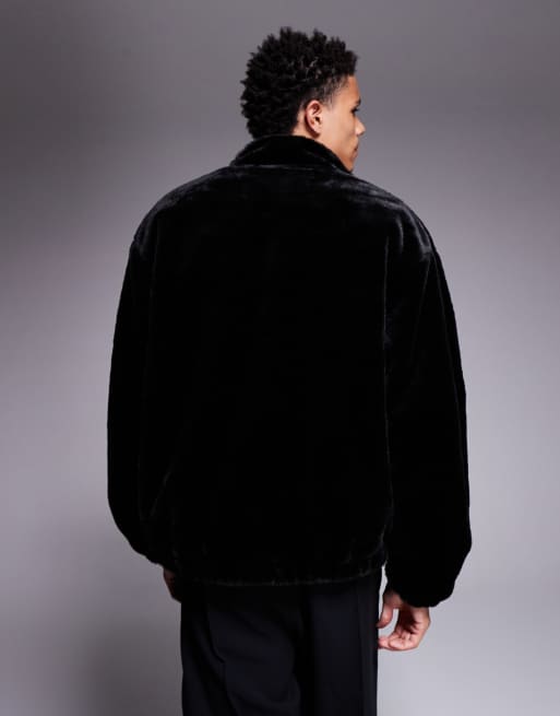 ADPT faux fur zip jacket in black, 3 of 5