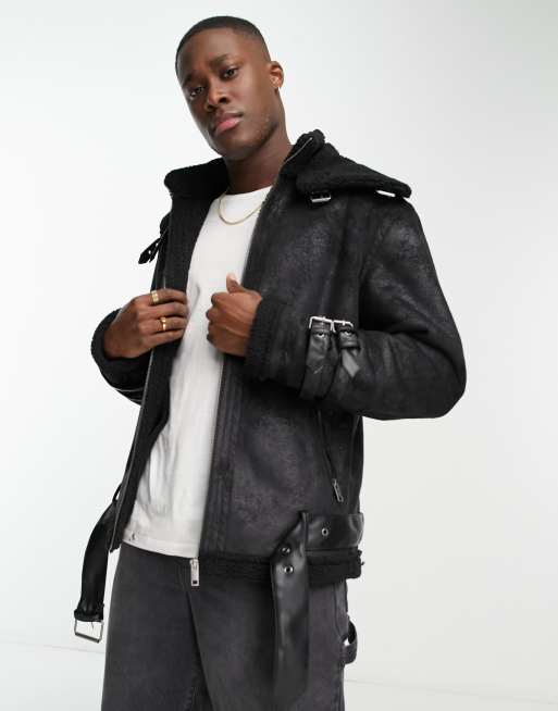 Faux shearling flight outlet jacket