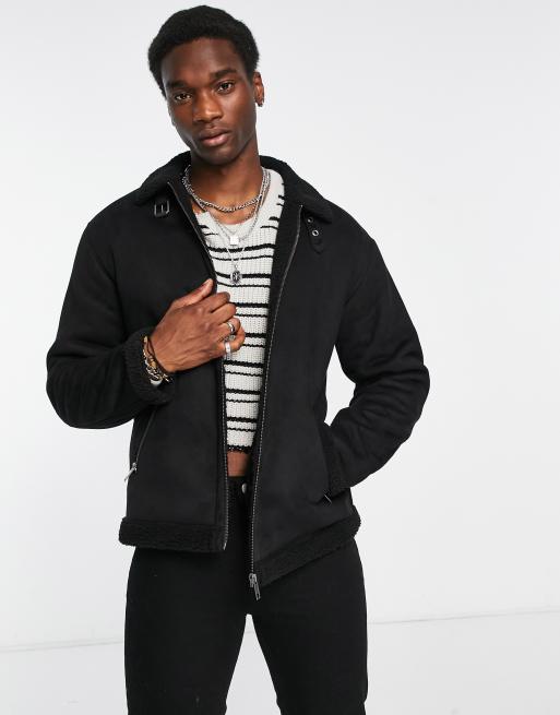 Asos suede hot sale aviator jacket