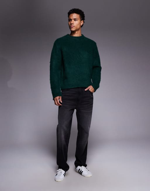 ADPT – Flauschiger Strickpullover in Dunkelgrün, 2 von 5