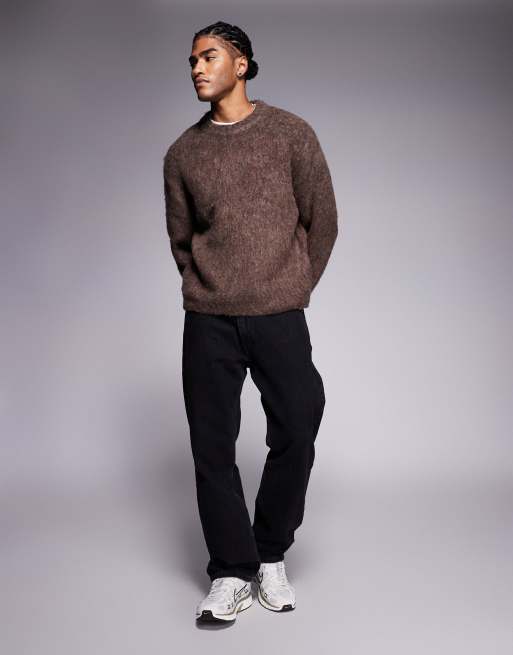 ADPT fluffy knit sweater in brown