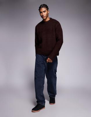 Adpt Fluffy Knit Sweater In Burgundy