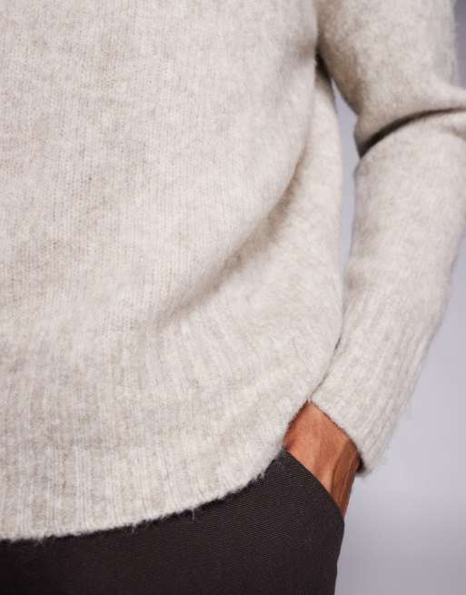 ADPT fluffy knit sweater in light gray