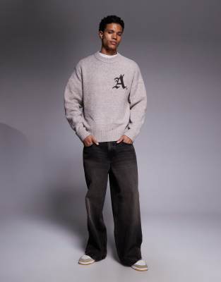 Adpt Fluffy Knit Sweater With Emblem In Neutral