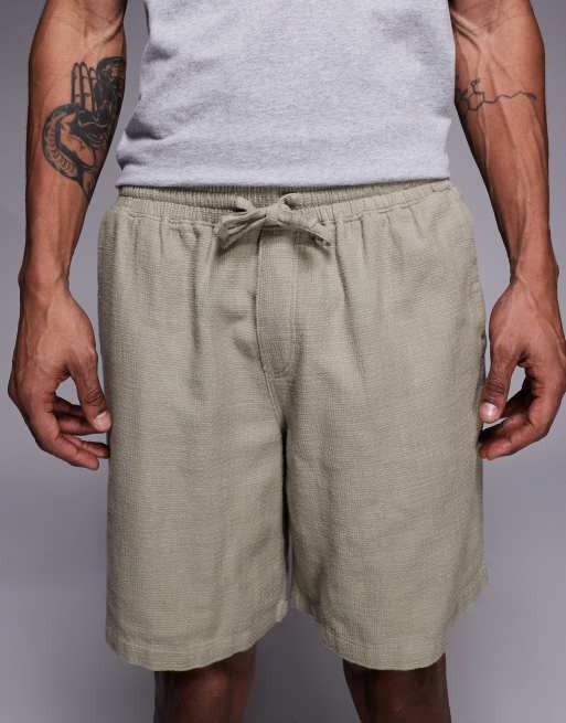 ADPT - Gestreepte short met textuur in crème, 4 van 5
