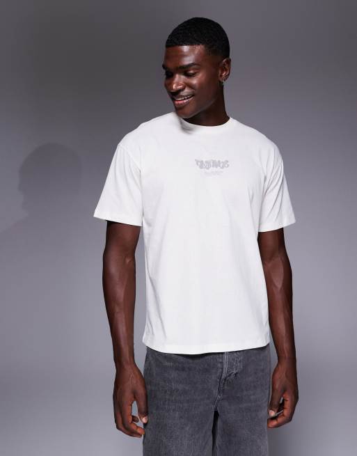 ADPT – Gräddvit t-shirt i oversize med Alliance-tryck baktill, 3 av 5