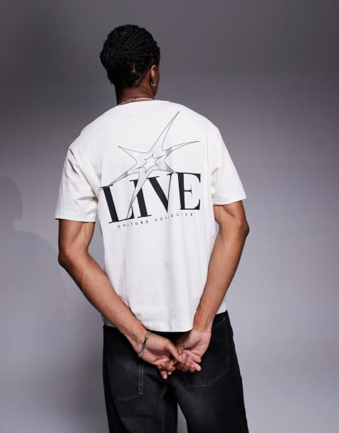 ADPT – Gräddvit t-shirt i oversize med tryck baktill - view 1