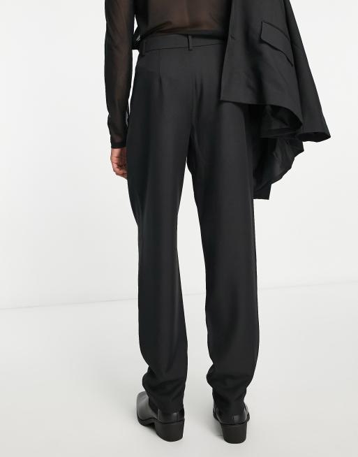 ADPT high rise loose fit suit pants in black