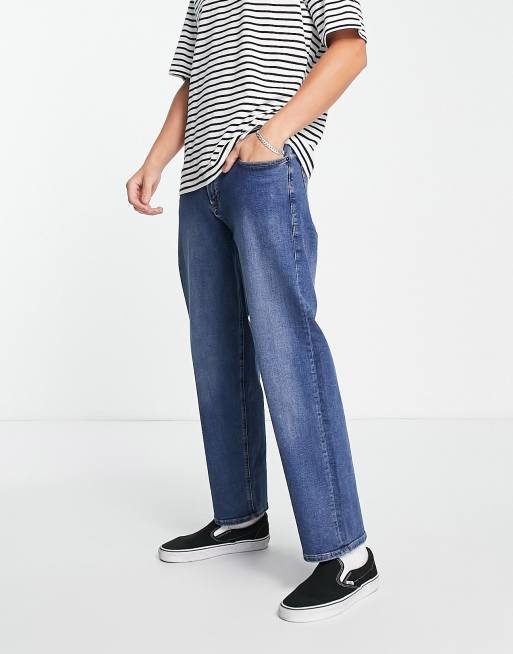 ADPT - Jeans met wijde pasvorm in middenblauwe wassing 