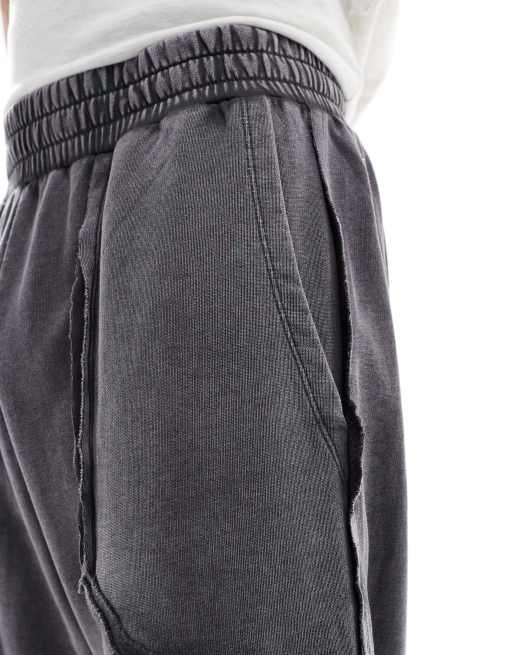 ADPT - Joggingbroek met wijde pijpen en acid-wash in grijs, 5 van 5