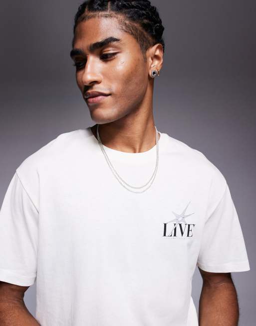ADPT – Kremowy T-shirt oversize z grafiką na plecach, 4 z 4