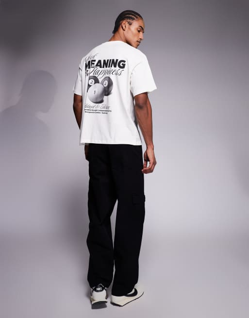 ADPT – Kremowy T-shirt oversize z motywem snookera na plecach, 2 z 5