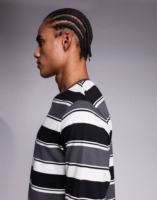 ADPT – Langärmliges Oversize-Shirt in Grau mit Streifen, 4 von 5