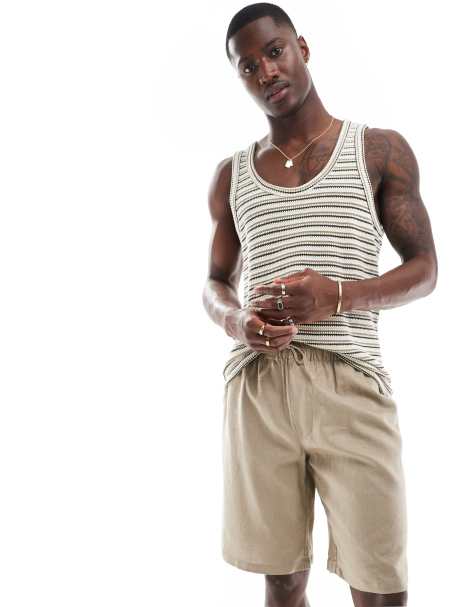 ADPT linen mix shorts in beige - view 1