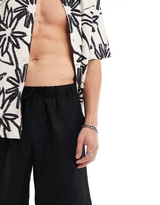 ADPT linen mix shorts in black 