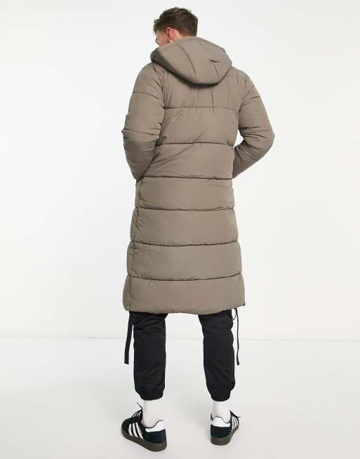 ADPT long line puffer jacket in beige