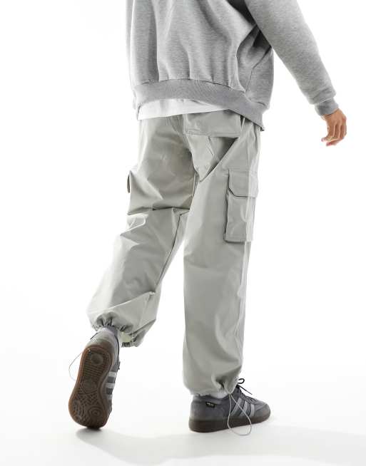 ADPT loose fit cargo pants in light grey